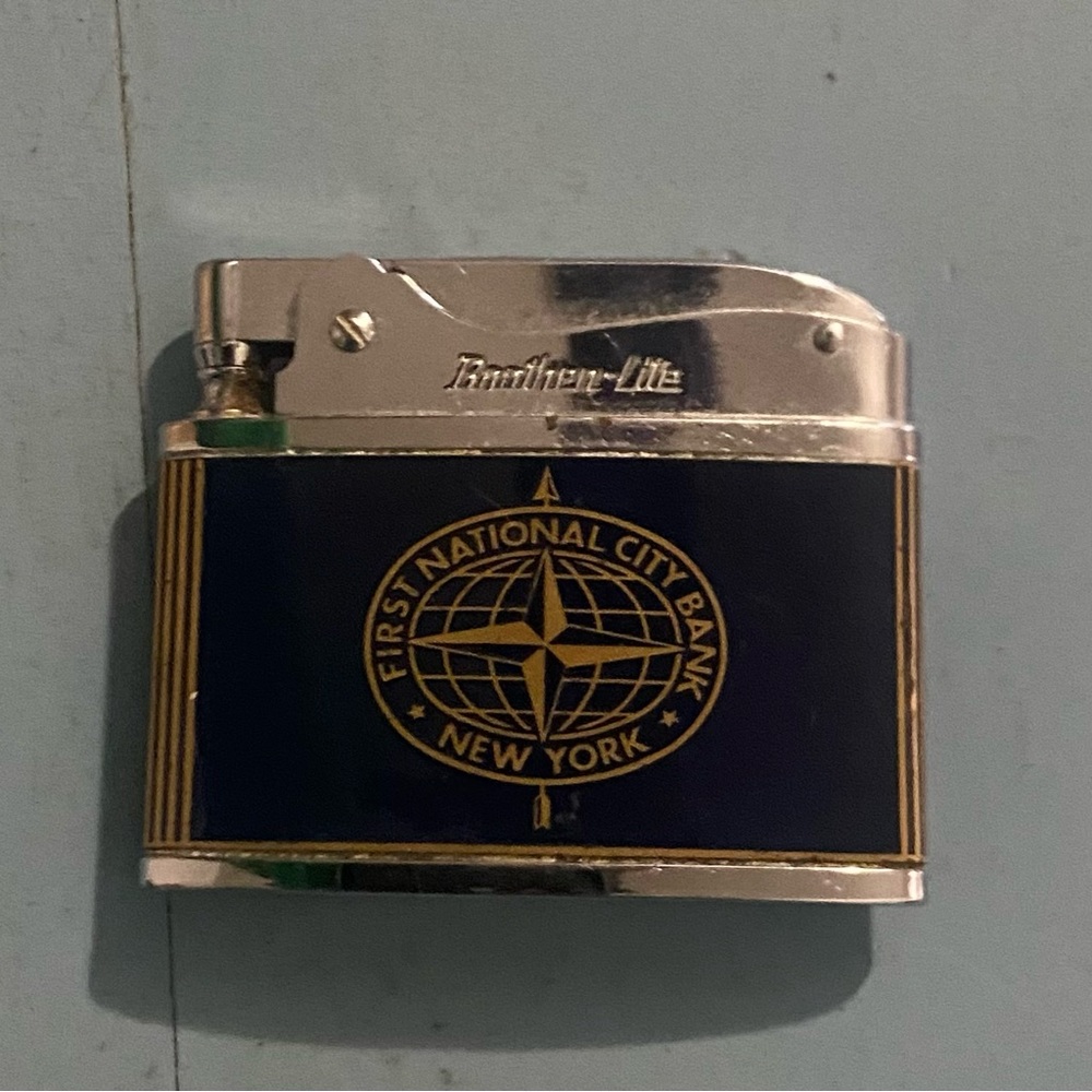 Vintage First National City Bank New York Black Gold Promo Lighter